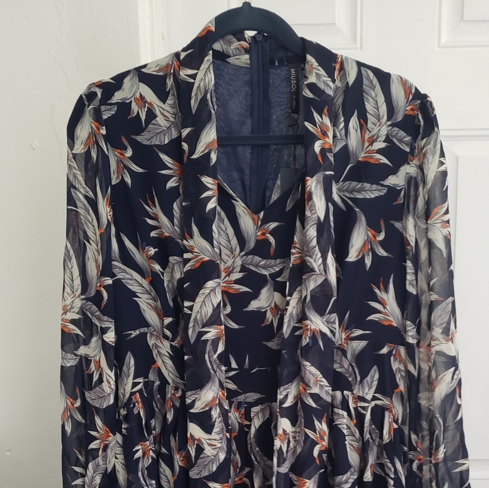 Long sleeve navy blue dress 👗